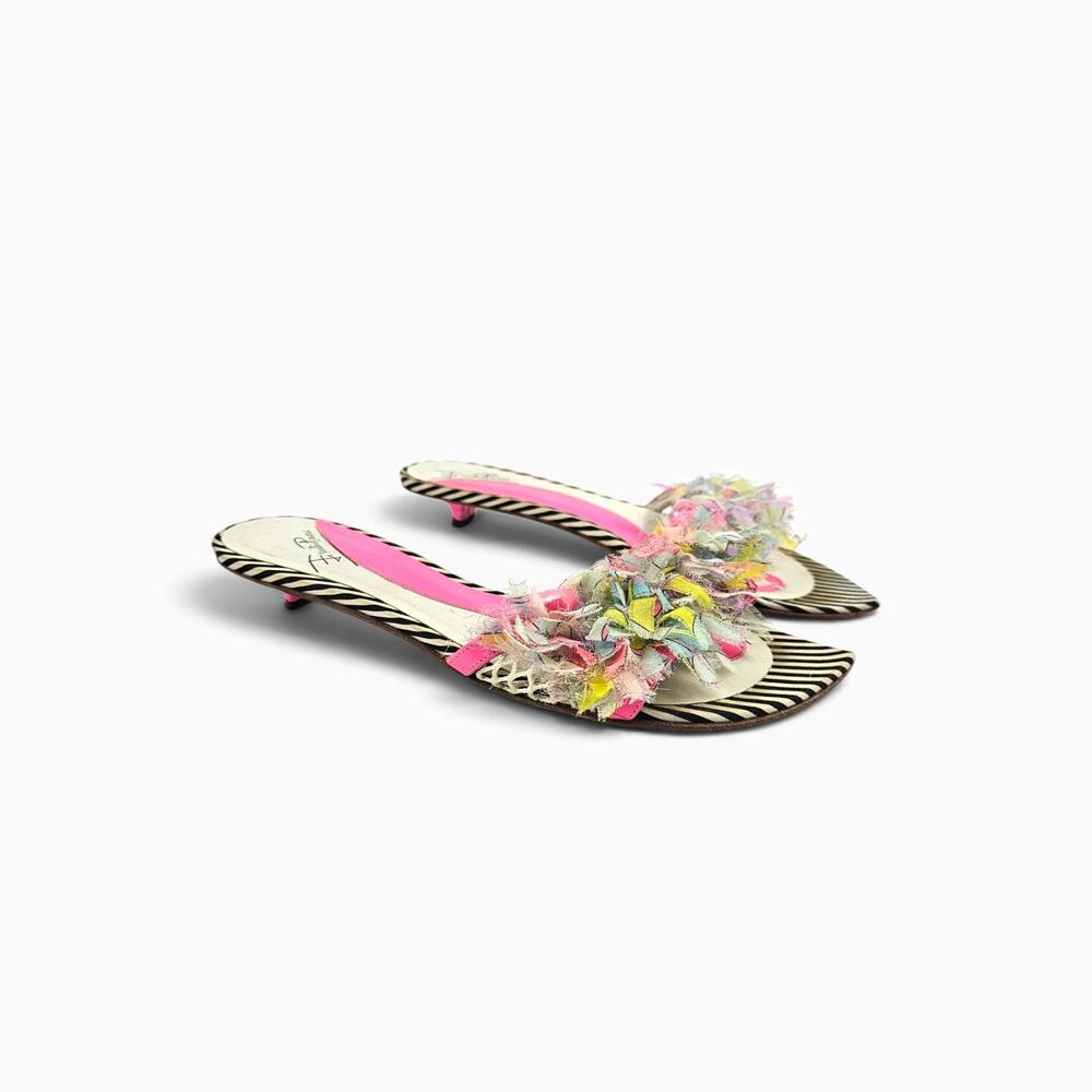 Y2k Vintage Emilio Pucci Kitten Heel Mules  Silk Pointed Toe - Size 36 (5.5) - Picture 2 of 8
